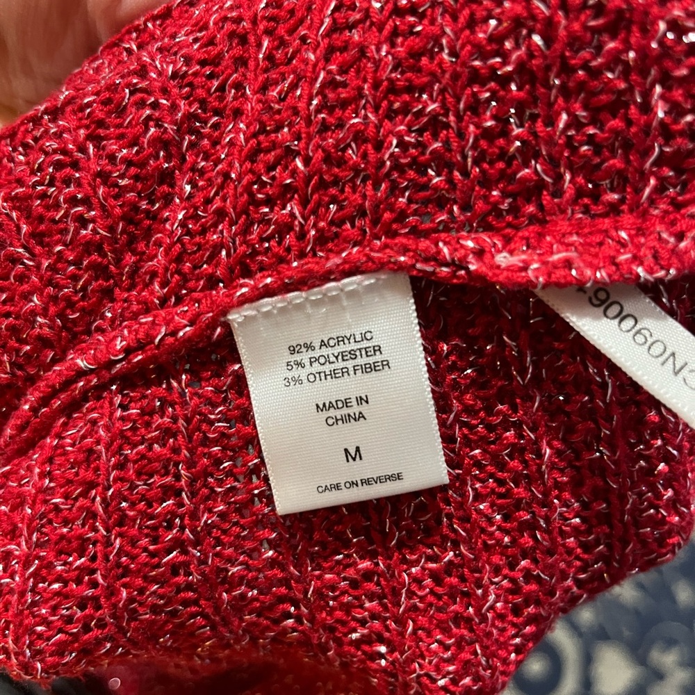 Soho JEANS NEW YORK & COMPANY Women Silver/RedPullover Sweater Size M - Picture 8 of 9